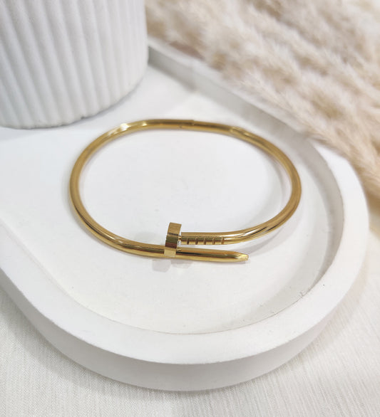 Sleek Stainless Steel Nail Bracelet