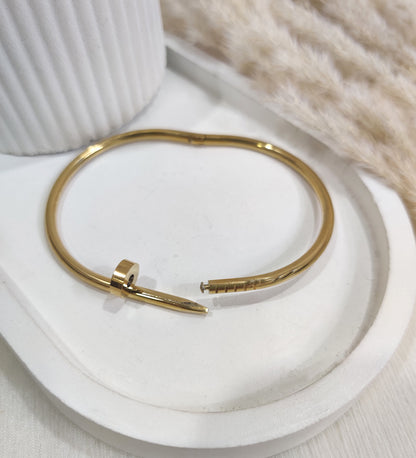 Sleek Stainless Steel Nail Bracelet