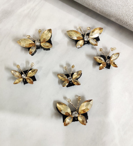 Golden Crystal Butterfly Velcro Stickon