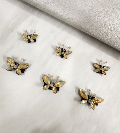 Golden Crystal Butterfly Velcro Stickon
