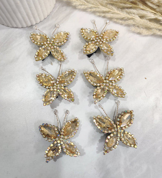 Golden Crystal & Rhinestone Butterfly Clip
