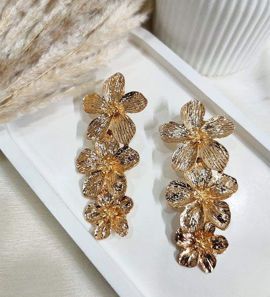 Golden Floral drop Earring