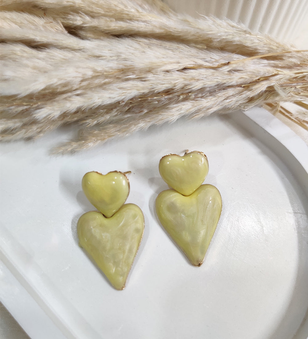 Double Heart Dangle Earrings