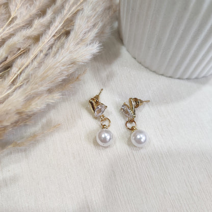 Heart Pearl Drop Earrings