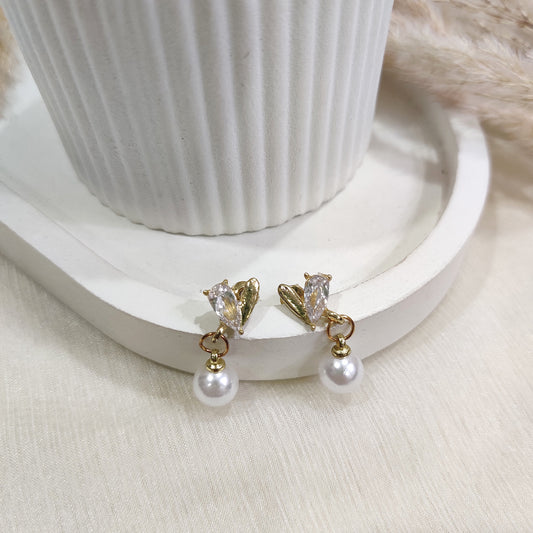 Heart Pearl Drop Earrings