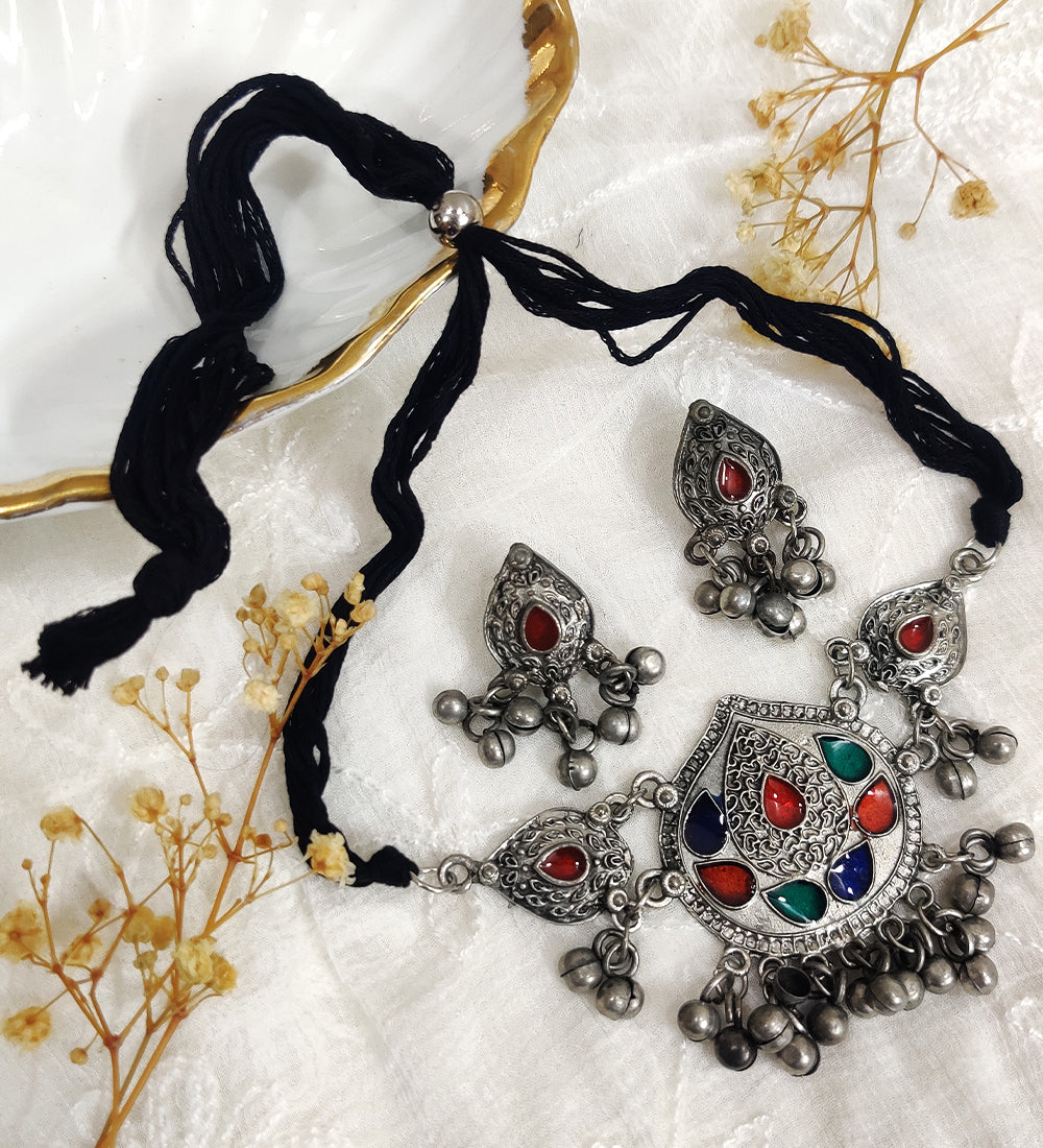 Oxidised Afghani Choker Set