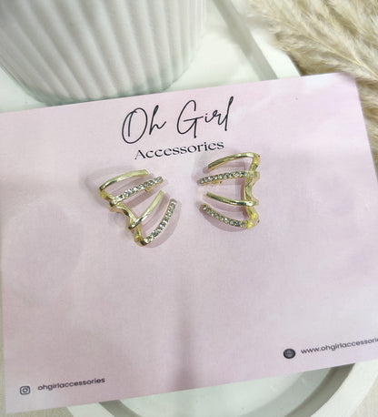 U-Shaped Four Rows Stud Earrings