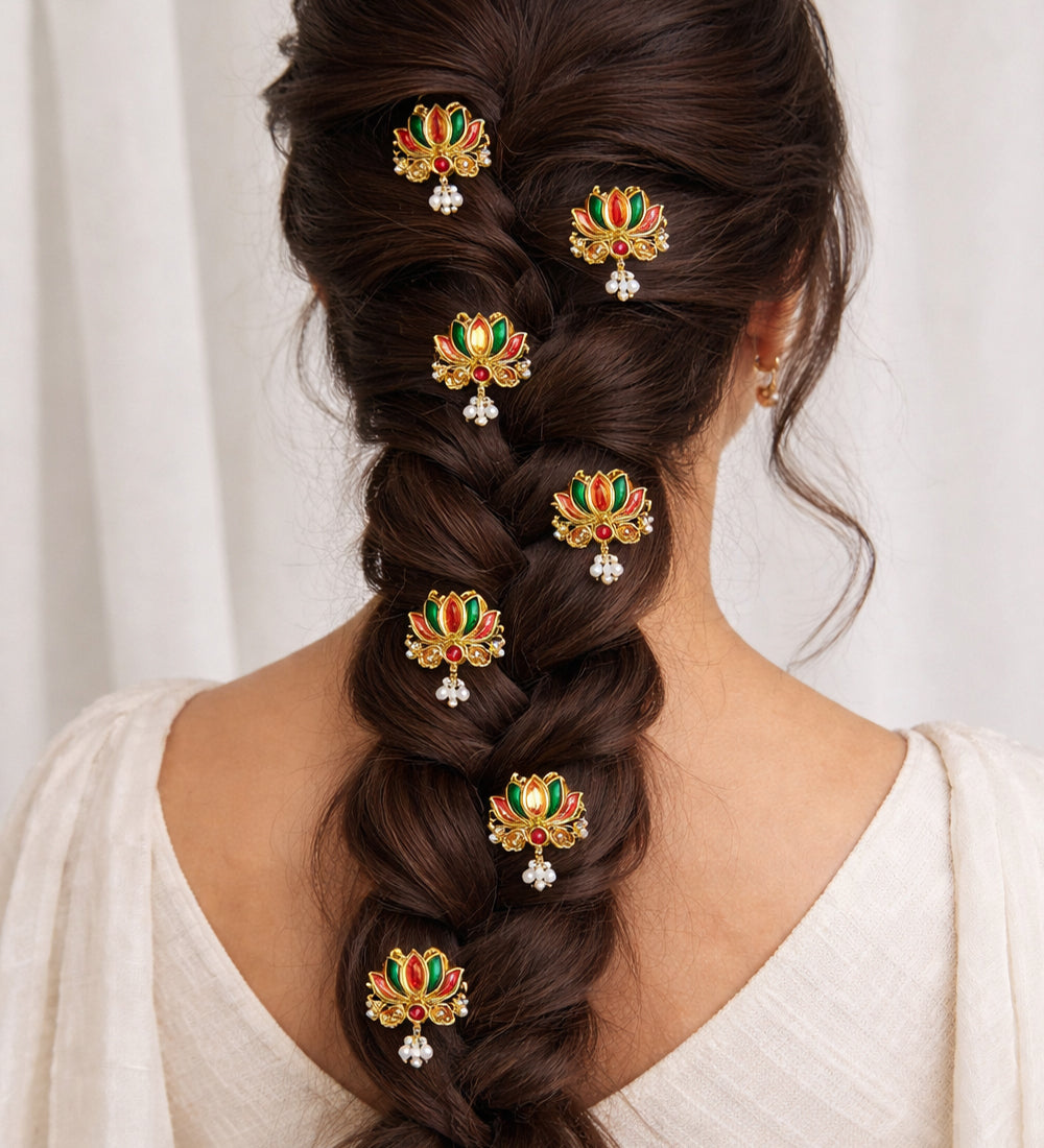 Handcrafted Lotus Pearl Hair Pins