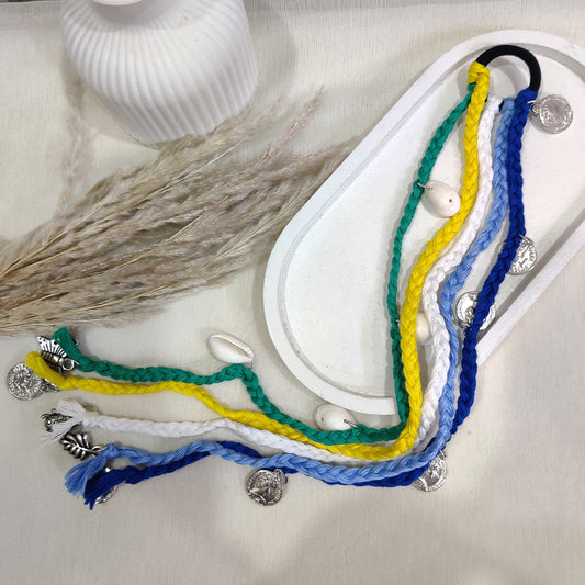 Boho Braided Hair Accessories with Shell & Coin Charms