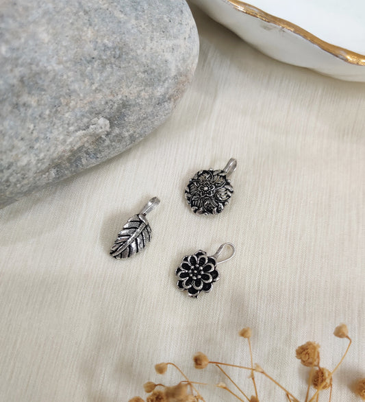 Oxidised Non piercing Pressing Clip Nose Pin-Set of 3