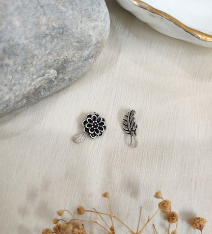 Oxidised  Non piercing Pressing Clip Nose Pin(Set of 2)