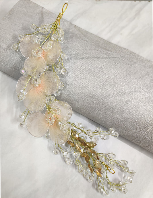Orange Flower and Golden Crystal Hair Vein