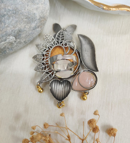 Oxidised Butterfly & Meenakari and Monalisa Adjustable Ring