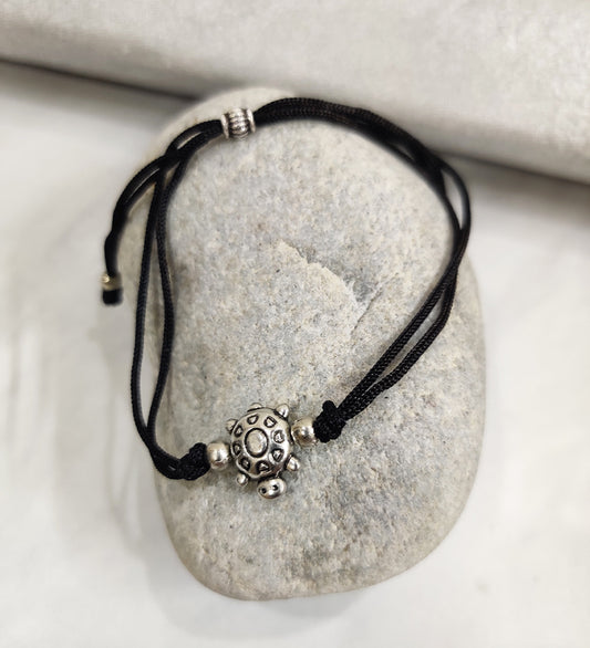 Turtle Oxidised Adjustable Anklet