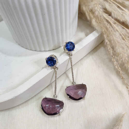 Royal Blue & Plum Drop Earrings