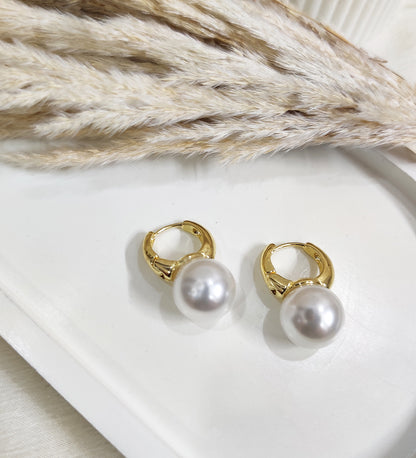 Pearl Drop Huggies Earrings