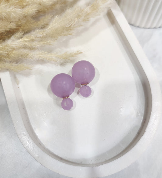 Double- Sided Spherical Purple Ear studs
