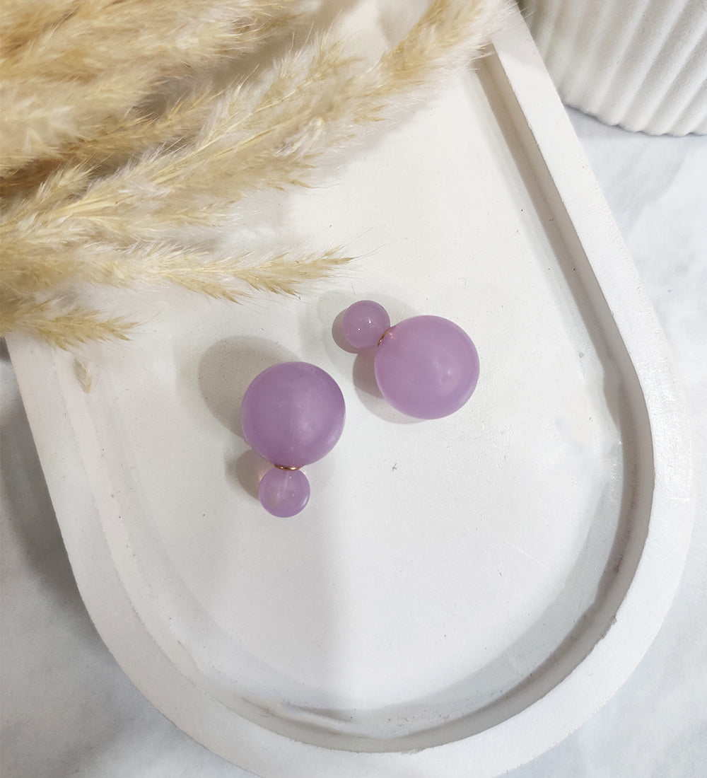 Double- Sided Spherical Purple Ear studs