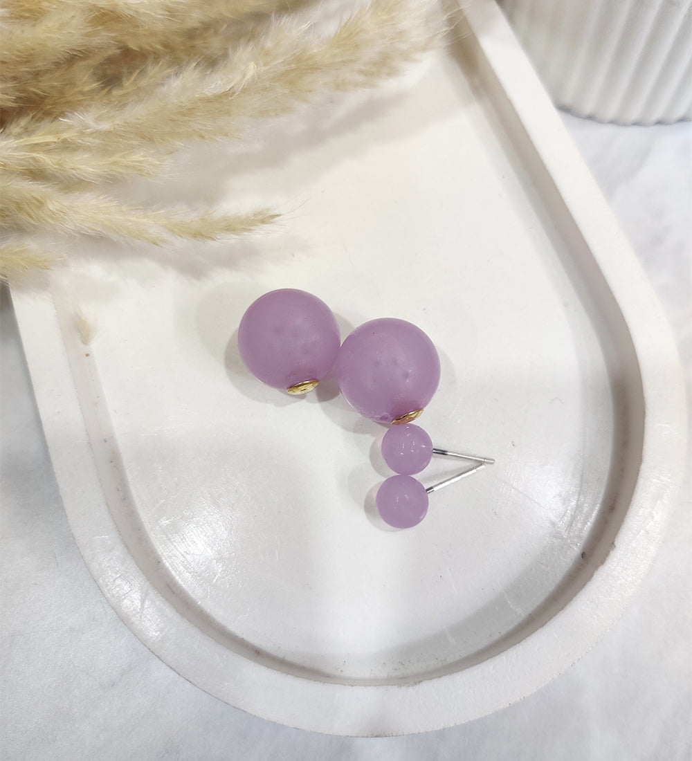 Double- Sided Spherical Purple Ear studs