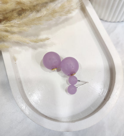Double- Sided Spherical Purple Ear studs