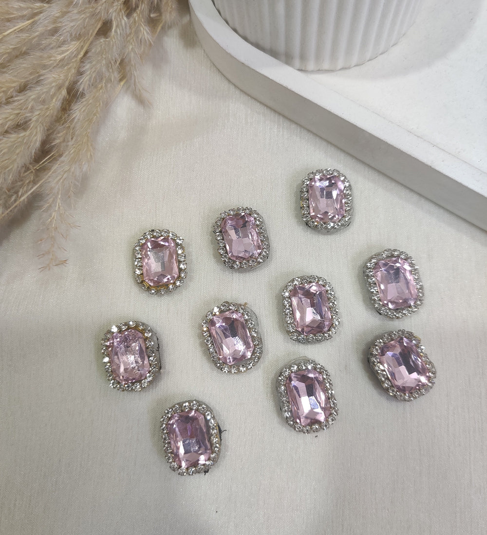 Rhinestone Pink Velcro Stick-on