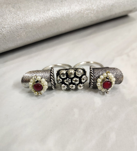 Ruby Stone Dual Finger Adjustable Ring