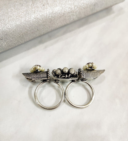 Ruby Stone Dual Finger Adjustable Ring