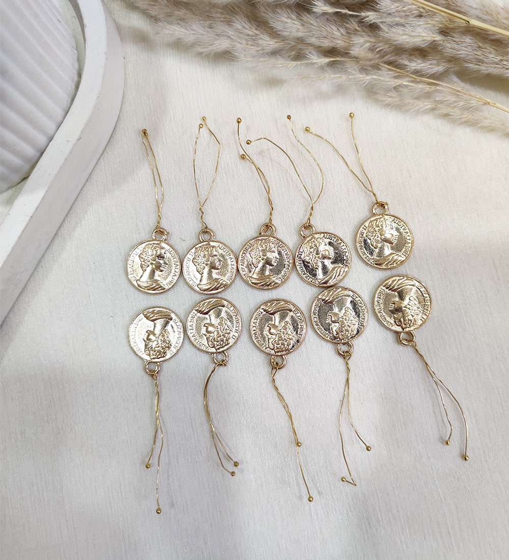 Vintage Rose Gold Coin Charm Hair Accessory Charms