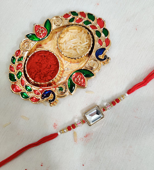 White Kundan Stone Rakhi
