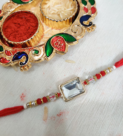 White Kundan Stone Rakhi