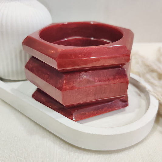 Bold Red Hexagon Resin Bangles – Statement Chunky Bracelet Set