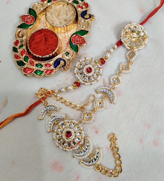 Pearl and Chand Couple Rakhi Set