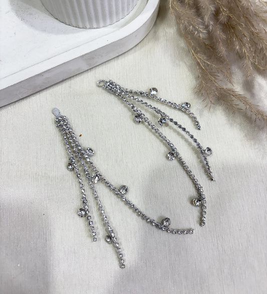 Rhinestone Chain Tassel Hair Pins