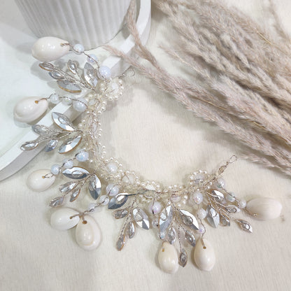Boho Cowrie Shell & Crystal Beaded Hair Vein