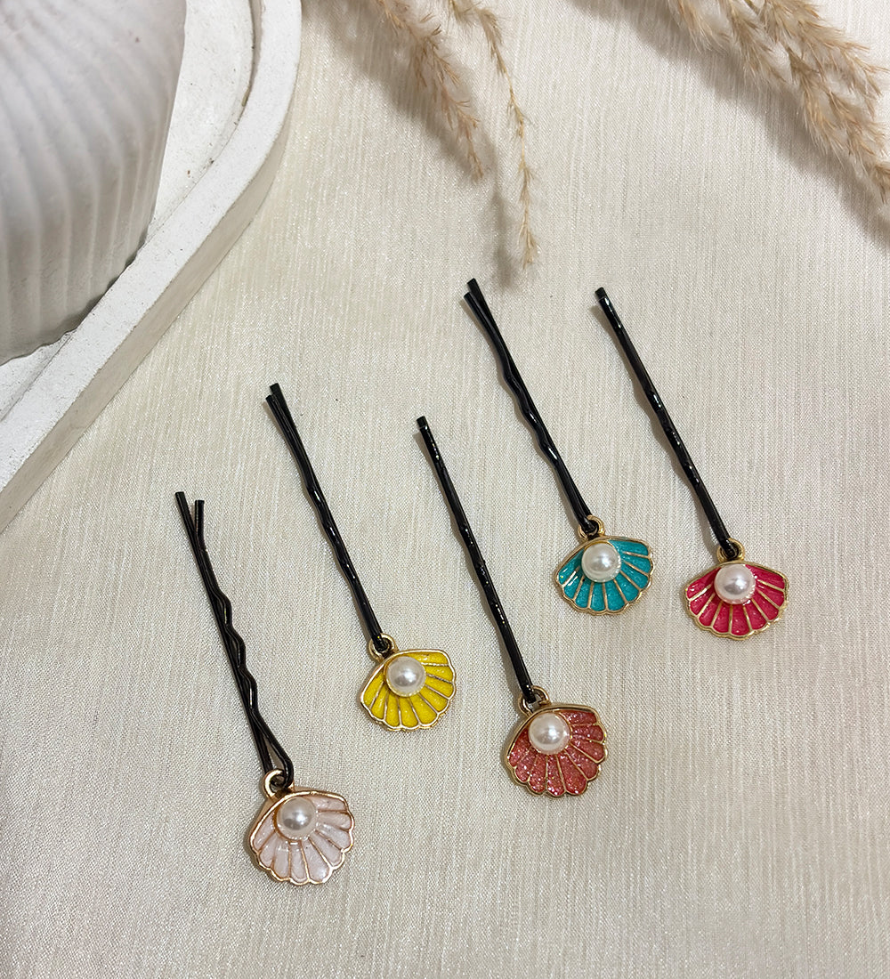 Pearl Seashell Charm Hair Pins
