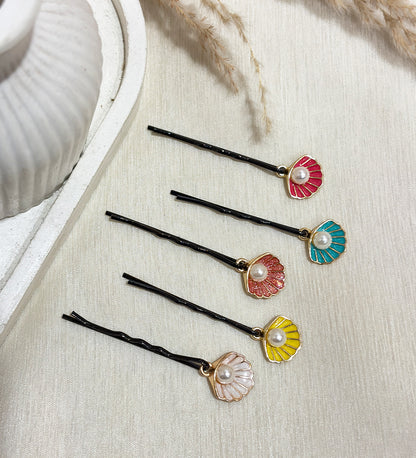 Pearl Seashell Charm Hair Pins