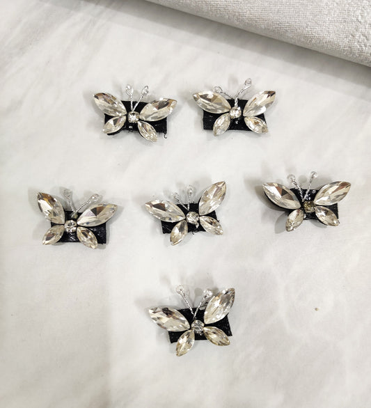Silver Crystal Butterfly Velcro Stickon