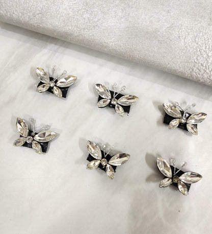 Silver Crystal Butterfly Velcro Stickon