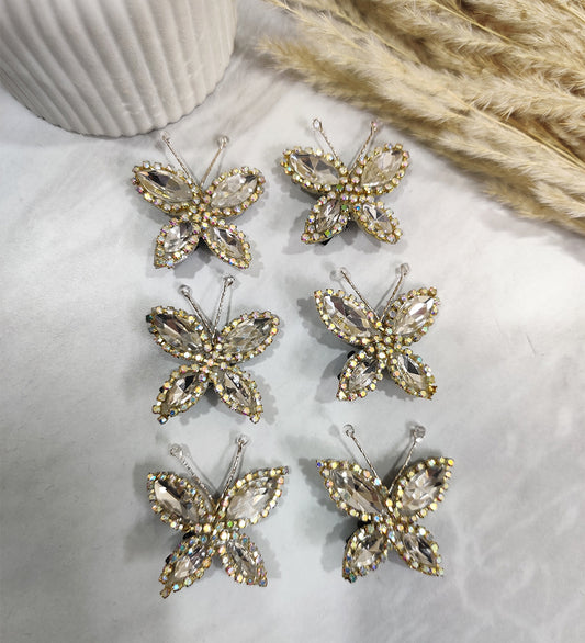 Silver crystal & Rhinestone Butterfly Hair Clip