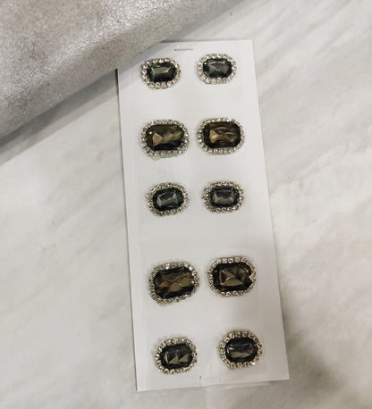 Black Crystal Stone Stud Stick-on
