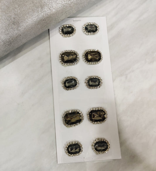 Black Crystal Stone Stud Stick-on