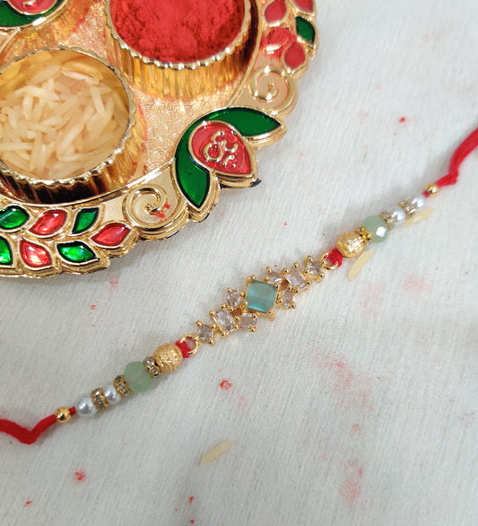 Green stone Rakhi for Brother
