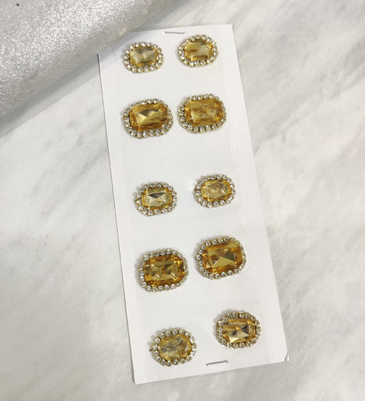 Golden Crystal Stone Stud  Stickon