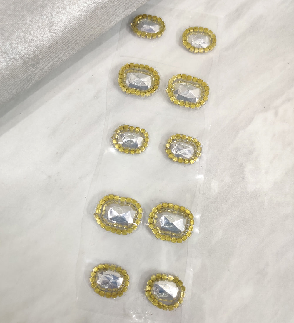 Golden Crystal Stone Stud  Stickon