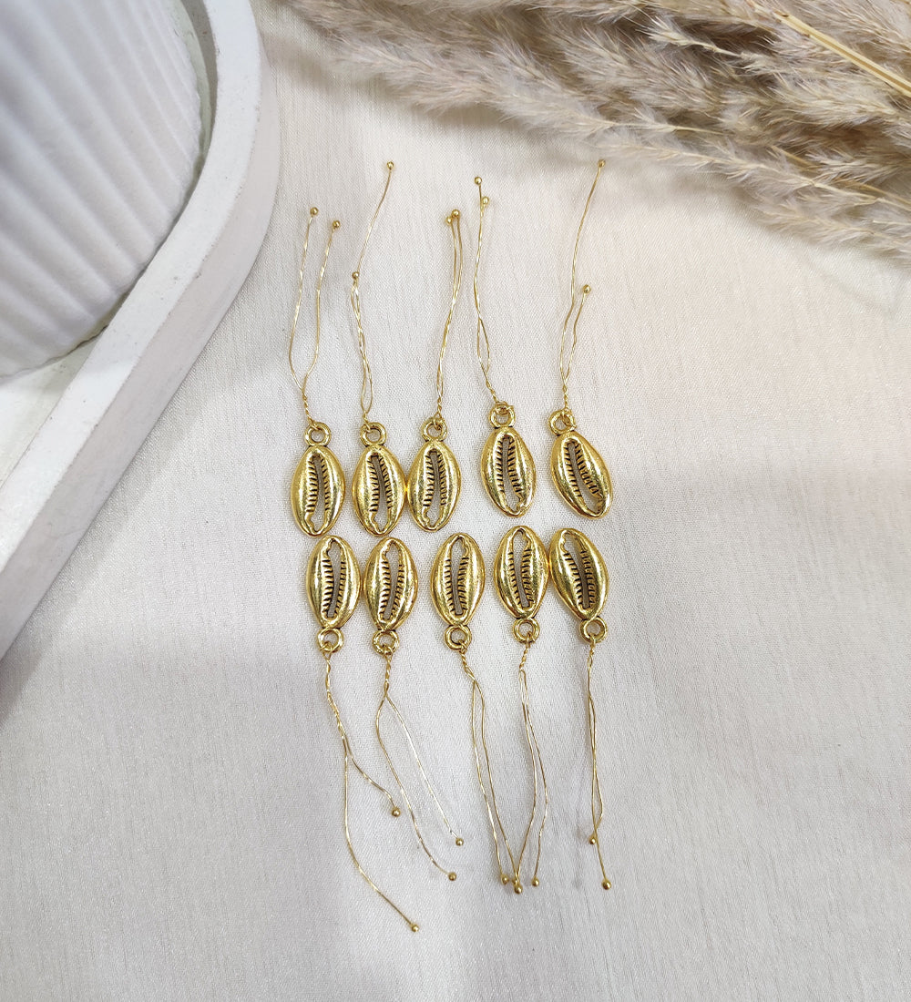 Golden Cowrie Shell Hair Accessory Charms