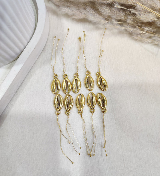 Golden Cowrie Shell Hair Accessory Charms