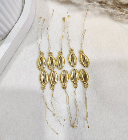 Golden Cowrie Shell Hair Accessory Charms