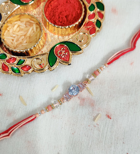 White stone Rakhi for Brother