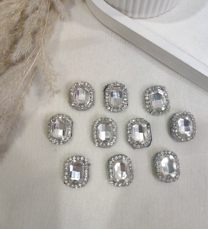 Rhinestone Silver Velcro Stickon