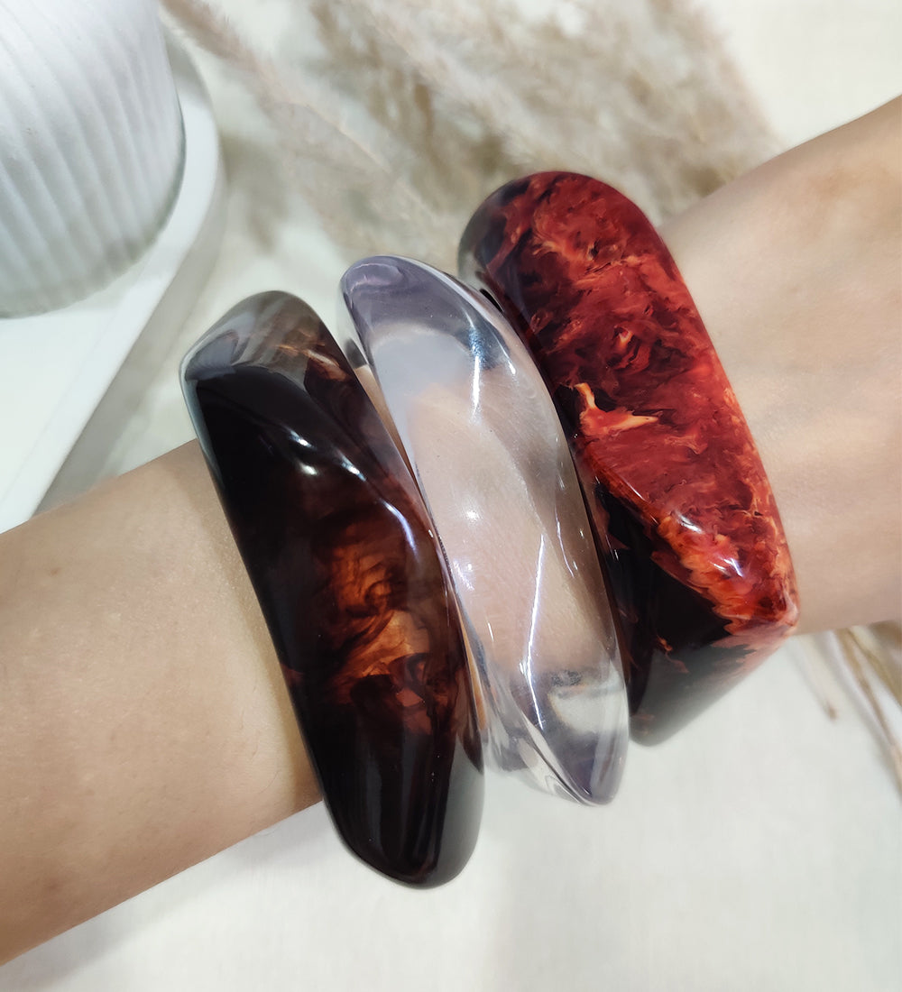 Glossy Resin Bangles Stack